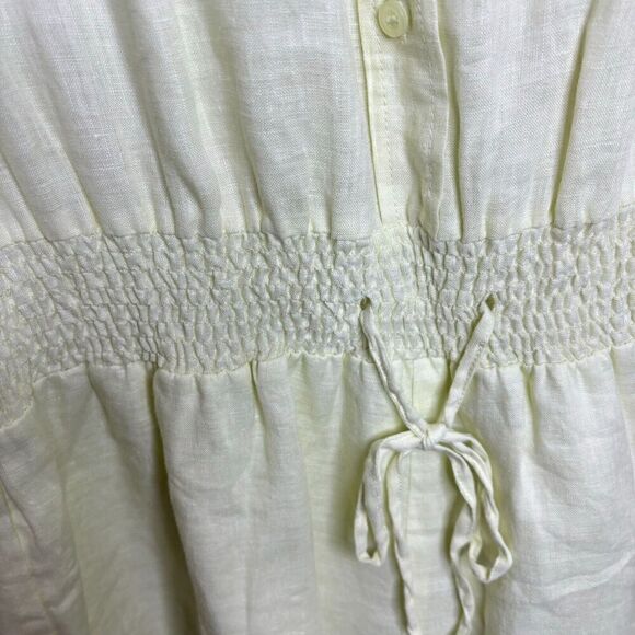 NWT Victoria Secret Romper 100% Linen Lemon Yellow Roll 3/4 Sleeves Size 12 - Picture 5 of 7